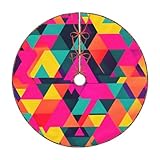 Bunter Dreiecksdruck, runder Weihnachtsbaum-Rock, Weihnachtsabdeckung für Weihnachten, Party,...