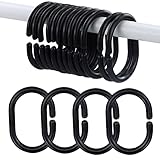 Duschvorhangringe 12 Stück,Duschvorhang Haken Schwarz,Ringe für Duschvorhang in C-Form für...