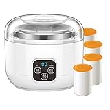 Joghurtbereiter, Joghurtmaschine mit 4 Gläsern/Deckeln (1 l), 15 W, LCD-Smart-Touchscreen und...