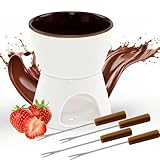wokdsbl Schokoladenfondue Set, 300ml Keramik Fondue Topf mit 4 Edelstahl Gabeln, Ideal für Schoko-...