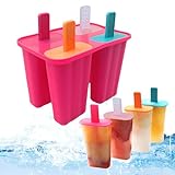 Eisformen Silikon, 4 Hohlraum Wiederverwendbar Eisformen Eis Am Stiel, DIY Ideen Eiscreme Formen,...