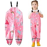 JinBei Mädchen Regenhose wasserdichte Kinder Rosa Winddicht Matschhose Regenbogen Pferd...