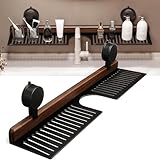 Wandmontiertes Duschregal aus Walnussholz, mit Saugnäpfen, ohne Bohren, stilvolles Badezimmer- &...