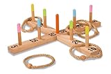 Eichhorn 100004405 - Outdoor Ringwurfspiel - 50x50cm mit 5 Wurfringen, 1 Kreuz, 9 Spielstäben, aus...