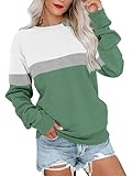 Cindeyar Sweatshirt Damen Pullover Elegant Langarmshirt Rundhals Farbblock Pulli Longsleeve...