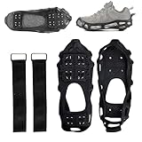 1 Paar Schneeschuhe Steigeisen mit Riemen | 24 Spikes Traktionssohlen | für Wandern Berg Gehen...