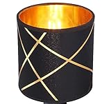 Lampenschirm Rund Retro Vintage Farbe: Schwarz / Gold Stofflampenschirm Textilschirm Ersatzschirm...