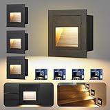 Letlit 4er Set Treppenbeleuchtung 3W 300lm, LED Treppenstufenbeleuchtung 230V 3000K, 85x85mm, IP65...