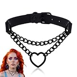 XUZOPIM Black Choker Necklace Women'S Gothic Necklace Choker Black Gothic Pu Leather Heart Slip...