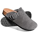 FITORY Bequeme Herren Clogs Leder Hausschuhe aus Wildleder, Geschlossene Pantoletten mit...