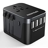 Reiseadapter Weltweitr 224+ Ländern 28W Fast Charge Universal Travel Adapter mit 4 USB Ports+Typ C...