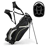 COSTWAY Golfbag, Golf Stand Bag mit Standfüßen, Regenhaube & 8-facher Unterteilung, tragbare...