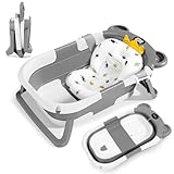 Faltbar Baby Badewanne, Babybadewanne mit Stützkissen Sitzmatte, Baby Bathtub Babywanne Mit Baby...