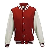 Just Hoods - Unisex College Jacke 'Varsity Jacket' BITTE DIE JH043 BESTELLEN! Gr. - L - Fire...