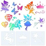 Yonality 8 stück schablonen malen für kinder, 15x15cm schablonen set mit feen, wiederverwendbar...