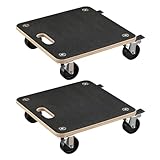 Wiltec 2X Transportroller 380 x 380 x 119 mm mit 250 kg Traglast je Möbelroller, Rollbrett aus Holz...