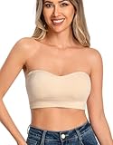 ANGOOL Damen Trägerloser BH Push Up ohne Bügel Bandeau Top Damen Gepolsterter Seamless Ribbed...