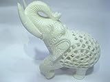 20,3 cm handgeschnitzte Arbeit dekorative Elefanten-Staue weiße Marmor-Skulptur von Indian Cottage...
