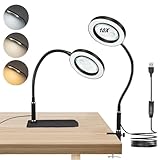 ExKeen Lupe mit Licht und Ständer, 10X 20X Lupenleuchte mit Klemme und Großer Basis, 72 LEDs, 3...