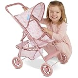 Kinderplay Puppenbuggy ab 2 Jahren – Leichter Faltbarer Puppenwagen mit Verdeck & Einkaufskorb,...