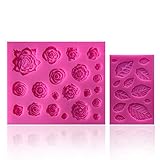 SIENON 33 Cavity Rose Blumen und Blätter Fondant Candy Silikonformen Schokoladenformen für...