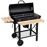 Lehmann LGACG-1935 Holzkohlegrill mit Grillrost XL, Deckel und Rädern, Grillwagen mit zwei...