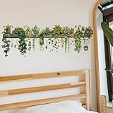 HGDESIGN® Wandtattoo Wandaufkleber Grüne Blätter Pflanzen Blume Ranke Efeu Rebe Blumentopf...