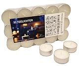 HABO-TECH 30er Set Teelichter weiß, premium Kerzen, ohne Duft, Aluminium Hülle - tea light - 4 Std...