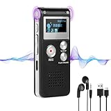 OFFCUP 64GB Diktiergerät, Digitales Diktiergerät mit Rauschunterdrückung, 1536kbps hohe...
