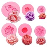 6 Stücke 3D Silikonform Blumen, Weich Silikonform Rose Blumenform, Silikonform Fondant Rosen,...