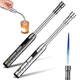 2 x Stabfeuerzeug Gas Nachfüllbar Sturmfeuerzeug Jetflamme Feuerzeug Stab Lang 25cm, 360°...