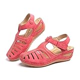 Sandalen Damen Plateau Keilabsatz Pantoletten Geschlossene Sommer Keilsandalen Slingback Fußbett...