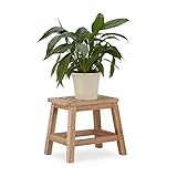 Relaxdays Tritthocker Holz, Fußbank aus Naturholz, niedriger Blumenhocker für Töpfe, HBT: 25,5 x...