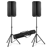 Vonyx VD712A PA Lautsprecher Aktiv 1600 Watt - 2er Set inkl. Stativ, Bluetooth Lautsprecher Groß...