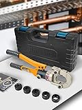 AMZCNC Profi Presszange V-Kontur 12-15-18-22-28 Set Presswerkzeug mit 360° drehbarem Kopf,für...