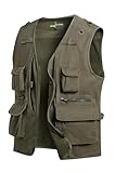 MeiLayM Herren Outdoor Weste Anglerweste mit Multi-Taschened Sommer Freizeit Baumwolle Weste...
