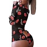 Qianderer Damen-Schlafanzug mit Knopfleiste, figurbetonter Strampler, Shorts, V-Ausschnitt,...