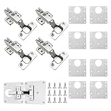 4 Stück Topfscharnier, Softclose Scharnier mit 8 Scharnier Reparaturplatte und Schrauben für die...