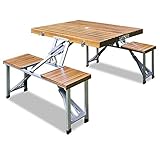 CASARIA® Klapptisch mit Stühlen Wetterfest Klappbar Echtholz Campingtisch-Set Gartentisch Esstisch...