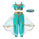 Belle & Moana Prinzessinnen-Kostüm-Set für Mädchen mit Jasmin-Pailletten, für Kinder im Alter...