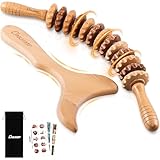 2-in-1 Holz Therapie Massage Tools Set Holz Maderoterapia Kit oder Lymphdrainage Massageroller Kits...