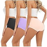 Baumwolle Slips Damen 3er Pack Formender Hohe Taille Bauchweg Unterhosen Mehrpack Atmungsaktive...