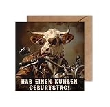 WBdesignz Lustige Geburtstagskarte „Hab einen kuhlen Geburtstag!“ – quadratisch – Kuh auf...