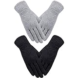 SATINIOR 2 Paare Damen Winter Handschuhe Stricken Touchscreen Handschuhe Vollfinger Touchscreen...