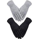 SATINIOR 2 Paare Damen Winter Handschuhe Stricken Touchscreen Handschuhe Vollfinger Touchscreen...