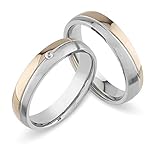 Paar Eheringe Partnerringe Verlobungsringe Edelstahl mit Zirkonia + Gravur Antragsringe Trauringe...