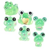 HANABASS 6 Stück Im Dunkeln Leuchtende Frosch Ornamente Dekorationen Miniaturstatuen Leuchtende...