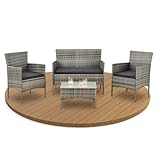 Juskys Polyrattan Sitzgruppe Fort Myers 4 Personen mit 2er Sofa, 2 Stühle, Tisch & Sitzkissen...