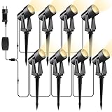 Svater Gartenbeleuchtung LED Außen, 28m/92ft 8er-1 Set 2400LM 8 * 2W Gartenstrahler 27V COB IP65...