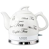 LIVIA Wasserkocher 1 Liter - Wasserkocher Klein, Mini Wasserkocher, Abnehmbarer Deckel, Wasserkocher...